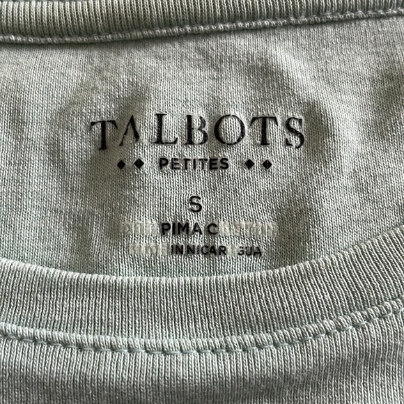 Talbots Pima Cotton Sage Greenish-Blue Long Sleeve Top - Picture 5 of 6